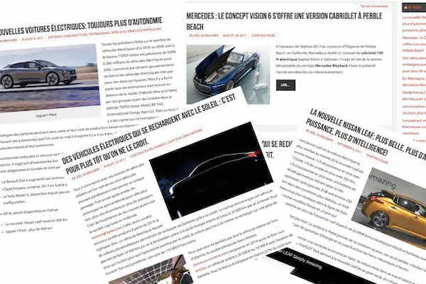 Tableau de bord actualités véhicules électriques