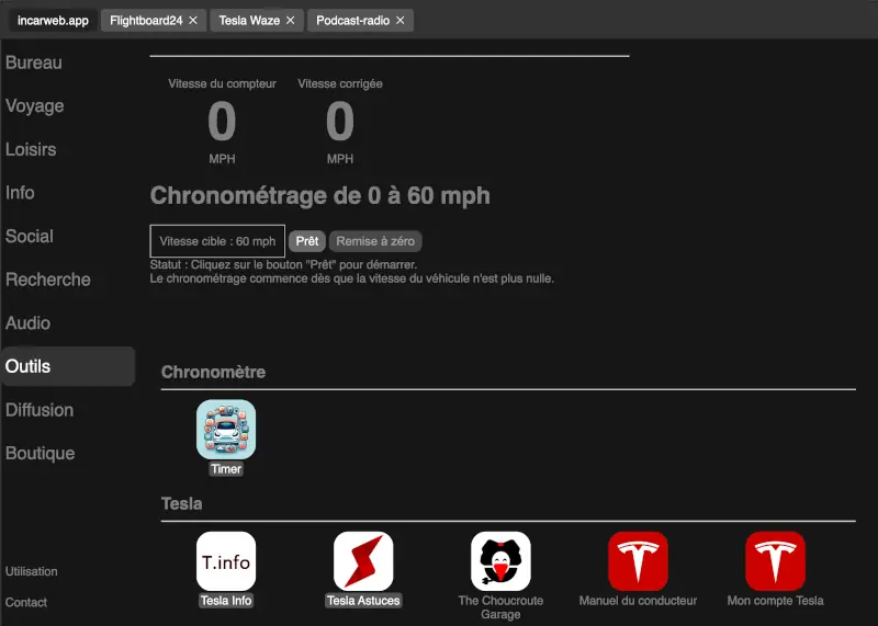 Interface incarweb.app sur écran